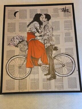 BIKE DAYS FRAMED CANVAS BY LOUI JOVER, AN AUSTRALIAN ARTIST  16" X 20"